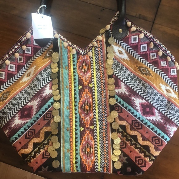 Ruggine Premium Artisan Crafted Patchwork Shoulder Bag with Leather Handles, New - Picture 14 of 14